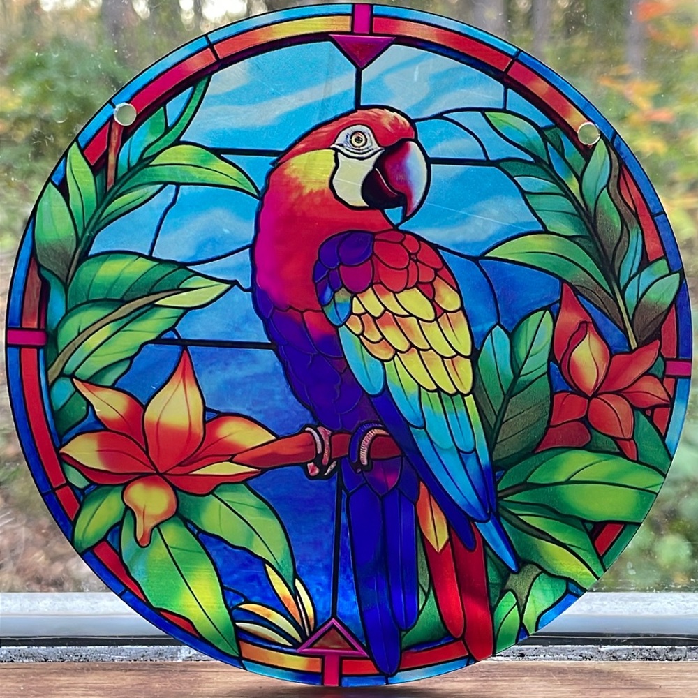 Suncatcher Acrylic Parrot Colourful Bird Window Decoration Home Decor